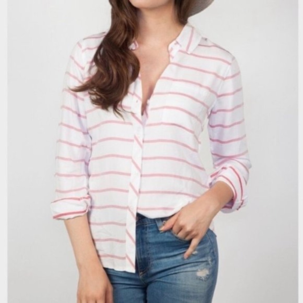 RAILS Rocsi Stripe Shirt White Red M